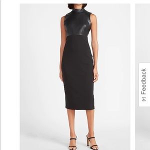 Express Faux Leather Two Tone Mock Neck Dress - Size M